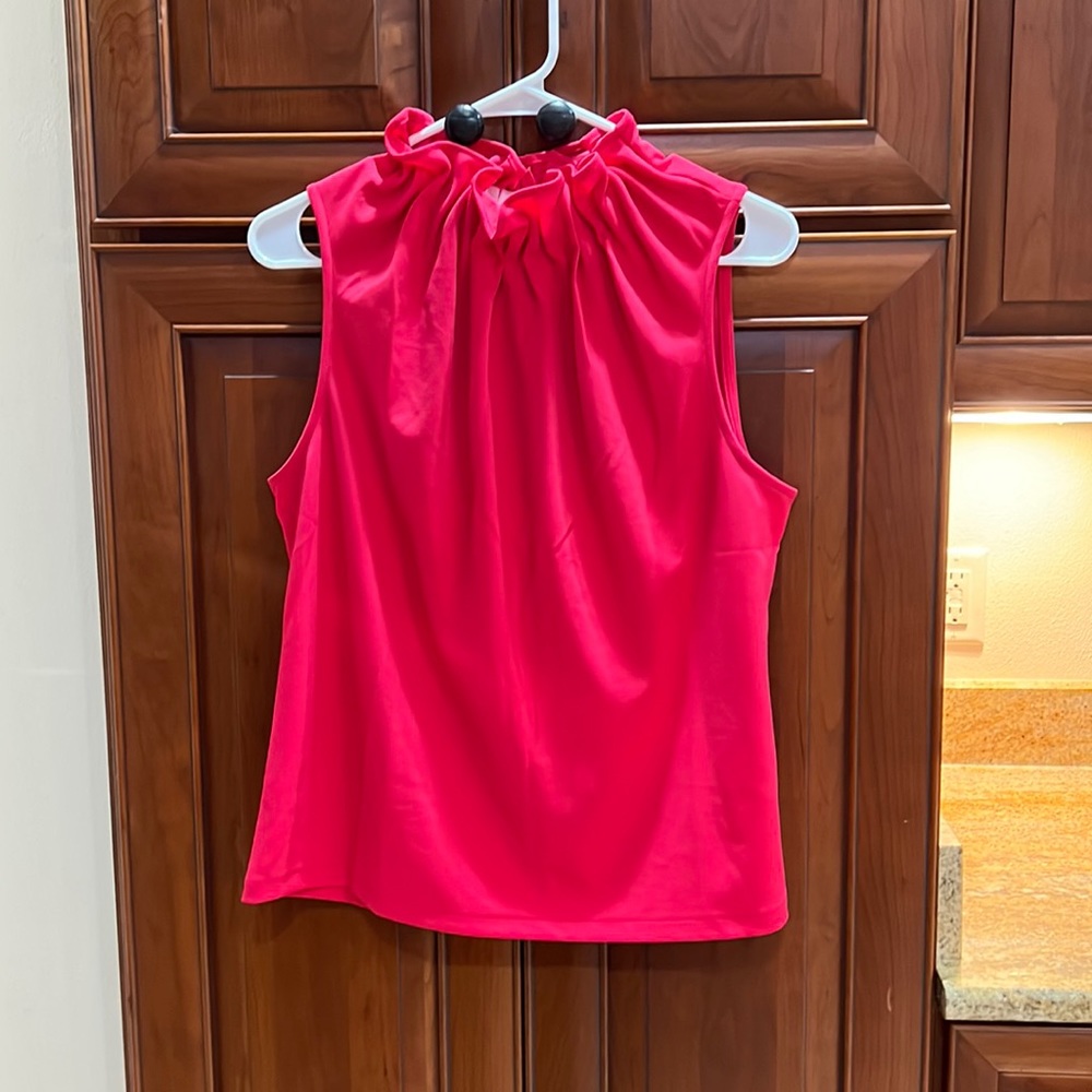 NWOT Ann Taylor Factory Hot Pink Gathered Neck Blouse